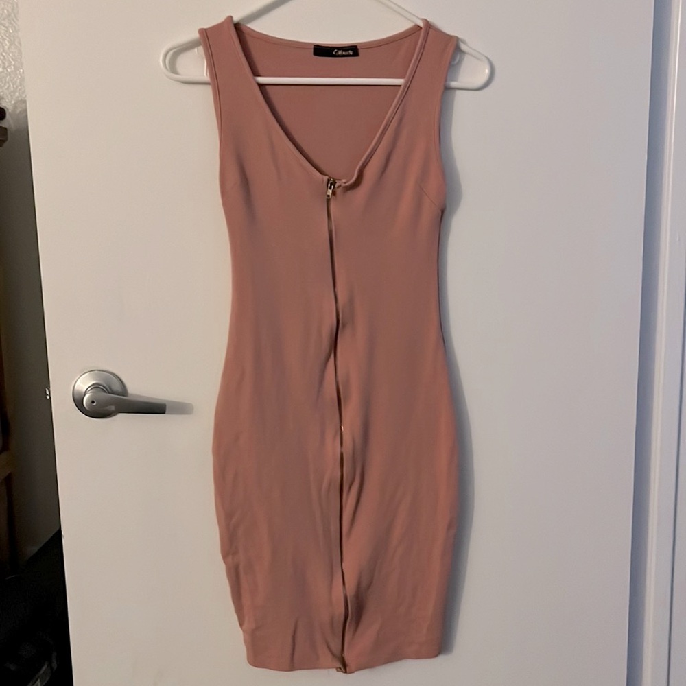 Blush Bodycon Zipper Dress